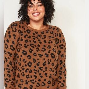 Old Navy Cozy Leopard-Print Crew-Neck Sweater For Women